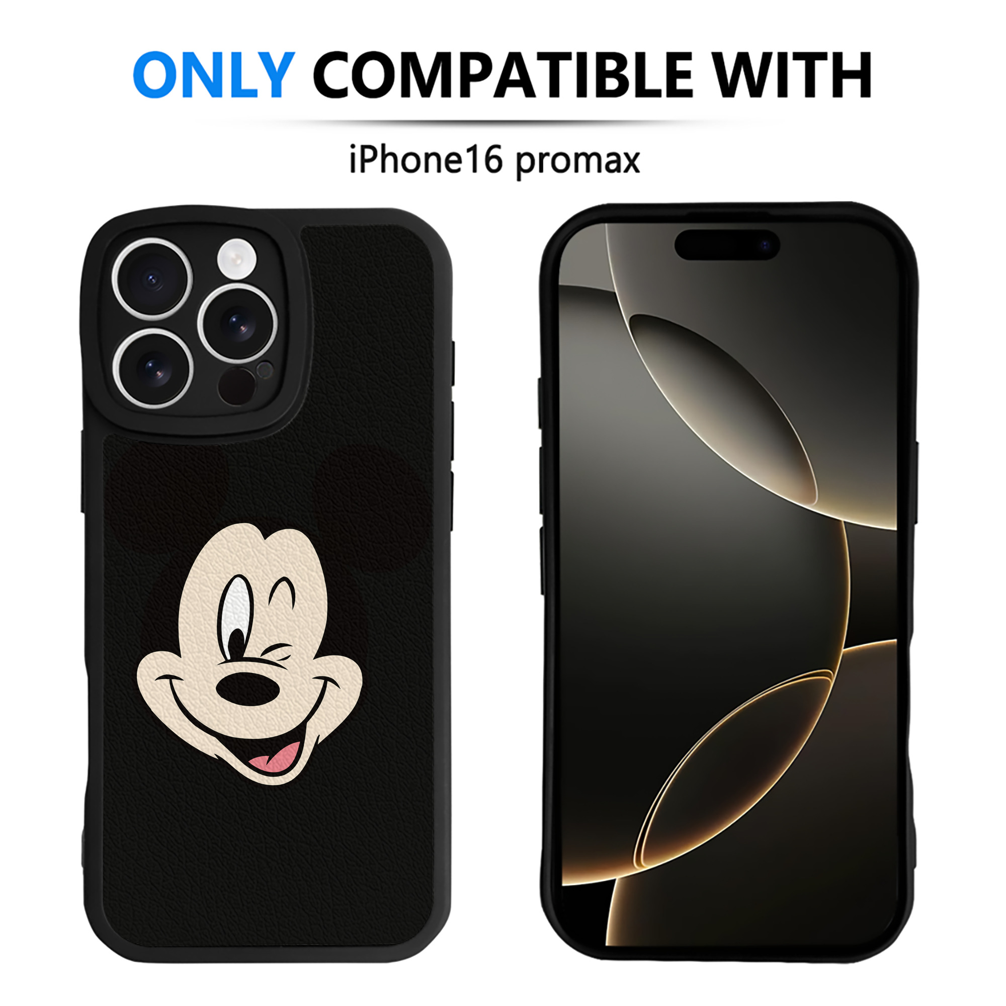 （画像用） ミッキーマウス Mickey Mouse 【iPhone 16シリーズ対応】シリコンスマホケース（レザー調） 材質：シリコン
